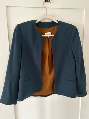 Aritzia Wilfred Exquis Crepe Blazer Jacket ocean open front size 6